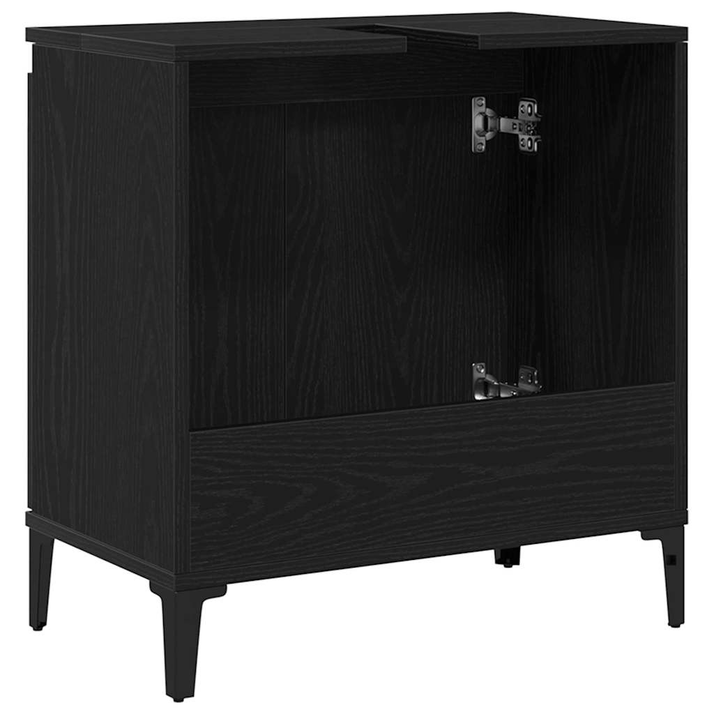Ντουλάπα Νιπτήρα Mπάνιου Μαύρη Οξυά 58 x 33 x 60 εκ.
