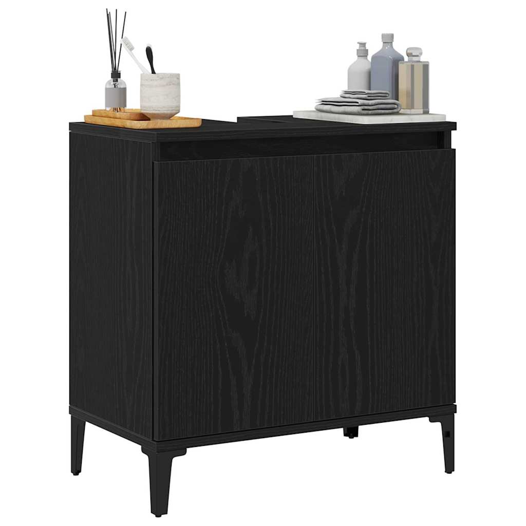 Ντουλάπα Νιπτήρα Mπάνιου Μαύρη Οξυά 58 x 33 x 60 εκ.