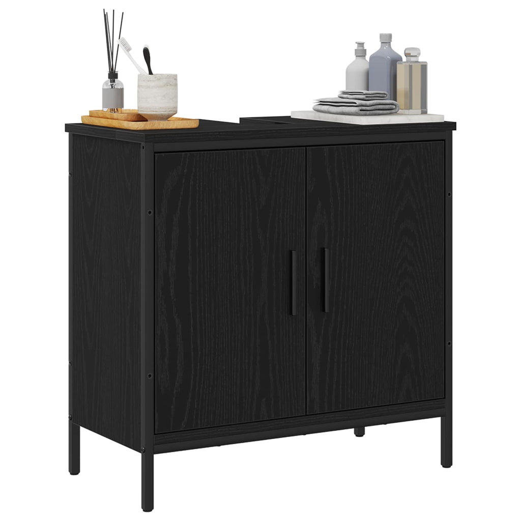 Ντουλάπα Νιπτήρα Mπάνιου Μαύρη Οξυά 60 x 30 x 60 cm