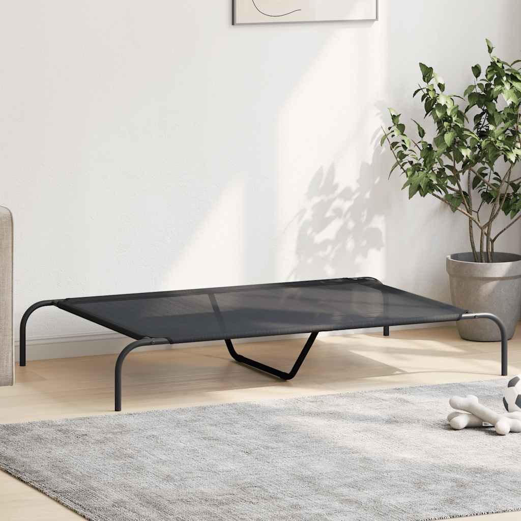 Ανυψωμένο κρεβάτι σκύλου Μαύρο 130x80x20 cm Textilene ατσάλι