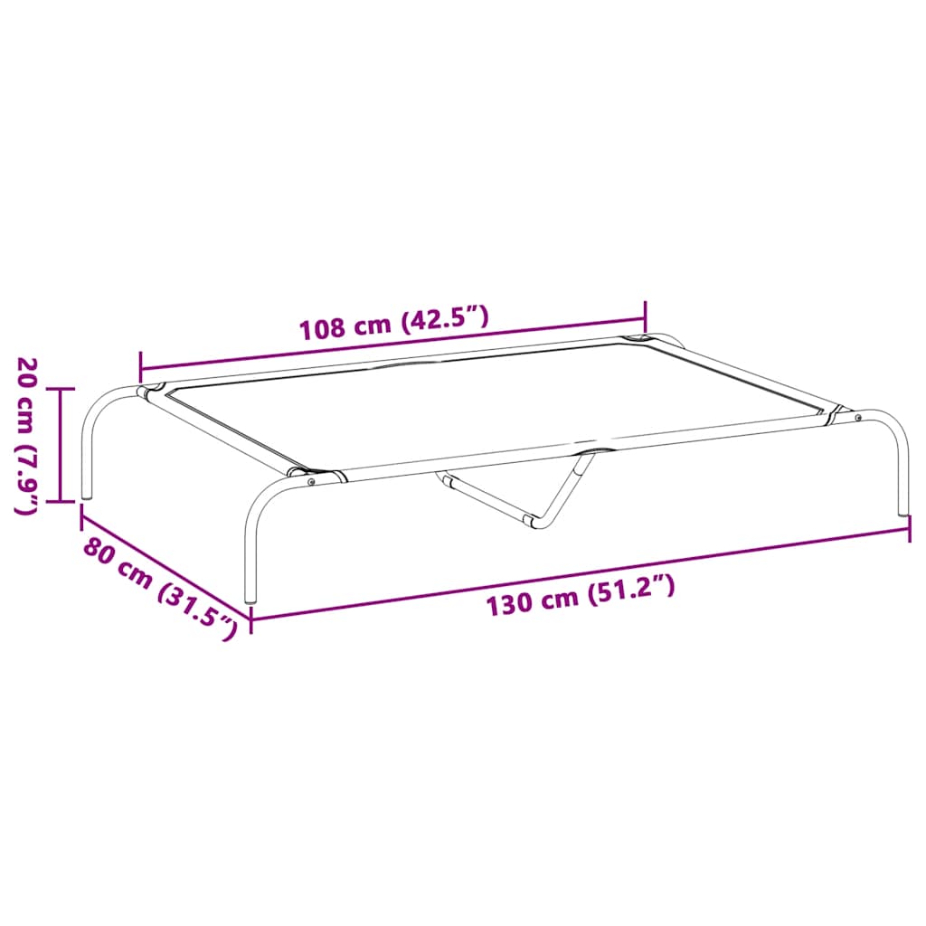 Ανυψωμένο κρεβάτι σκύλου Μαύρο 130x80x20 cm Textilene ατσάλι