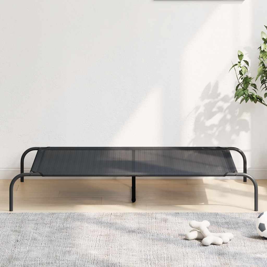 Ανυψωμένο κρεβάτι σκύλου Μαύρο 130x80x20 cm Textilene ατσάλι