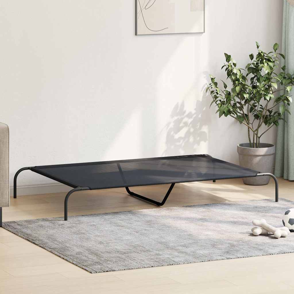 Ανυψωμένο κρεβάτι σκύλου Μαύρο 150x90x20 cm Textilene ατσάλι
