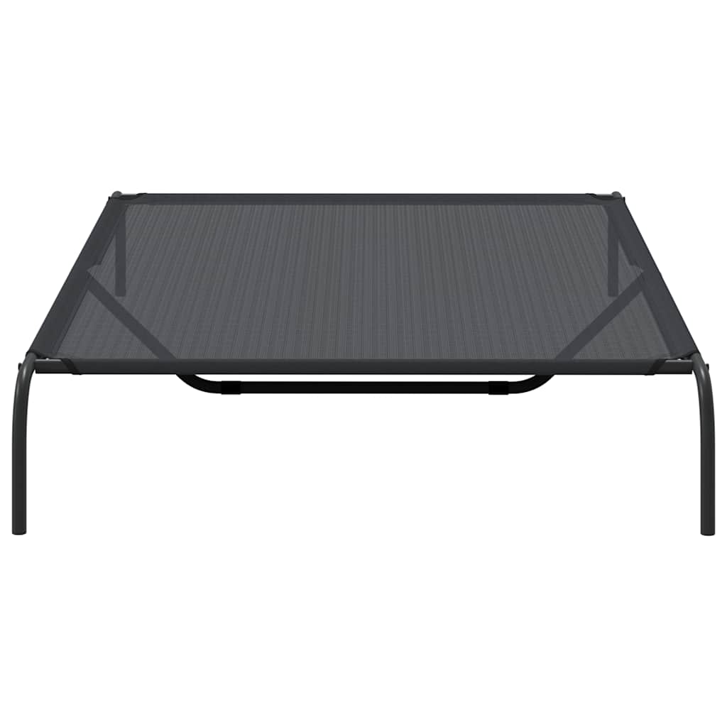 Ανυψωμένο κρεβάτι σκύλου Μαύρο 150x90x20 cm Textilene ατσάλι