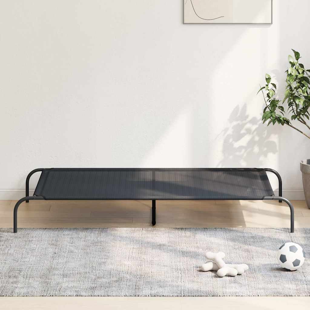 Ανυψωμένο κρεβάτι σκύλου Μαύρο 150x90x20 cm Textilene ατσάλι