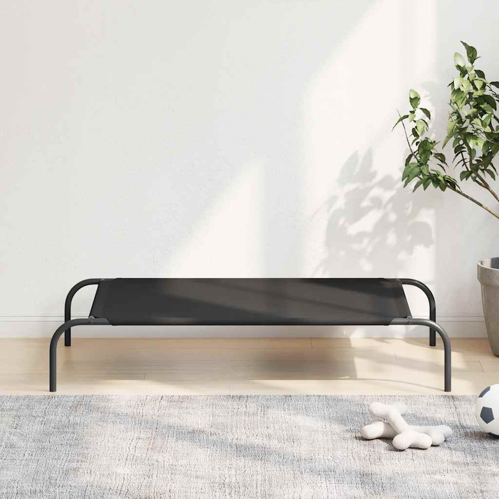 Ανυψωμένο κρεβάτι σκύλου μαύρο 110x65x20 cm ύφασμα Οξφόρδης