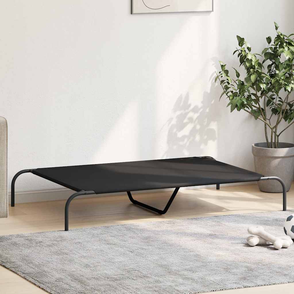 Ανυψωμένο κρεβάτι σκύλου μαύρο 130x80x20 cm ύφασμα Οξφόρδης