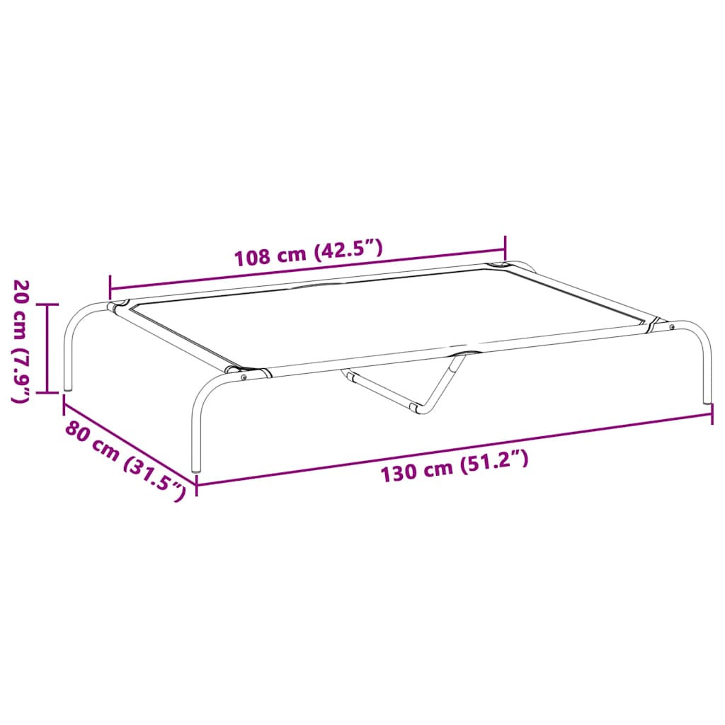 Ανυψωμένο κρεβάτι σκύλου μαύρο 130x80x20 cm ύφασμα Οξφόρδης