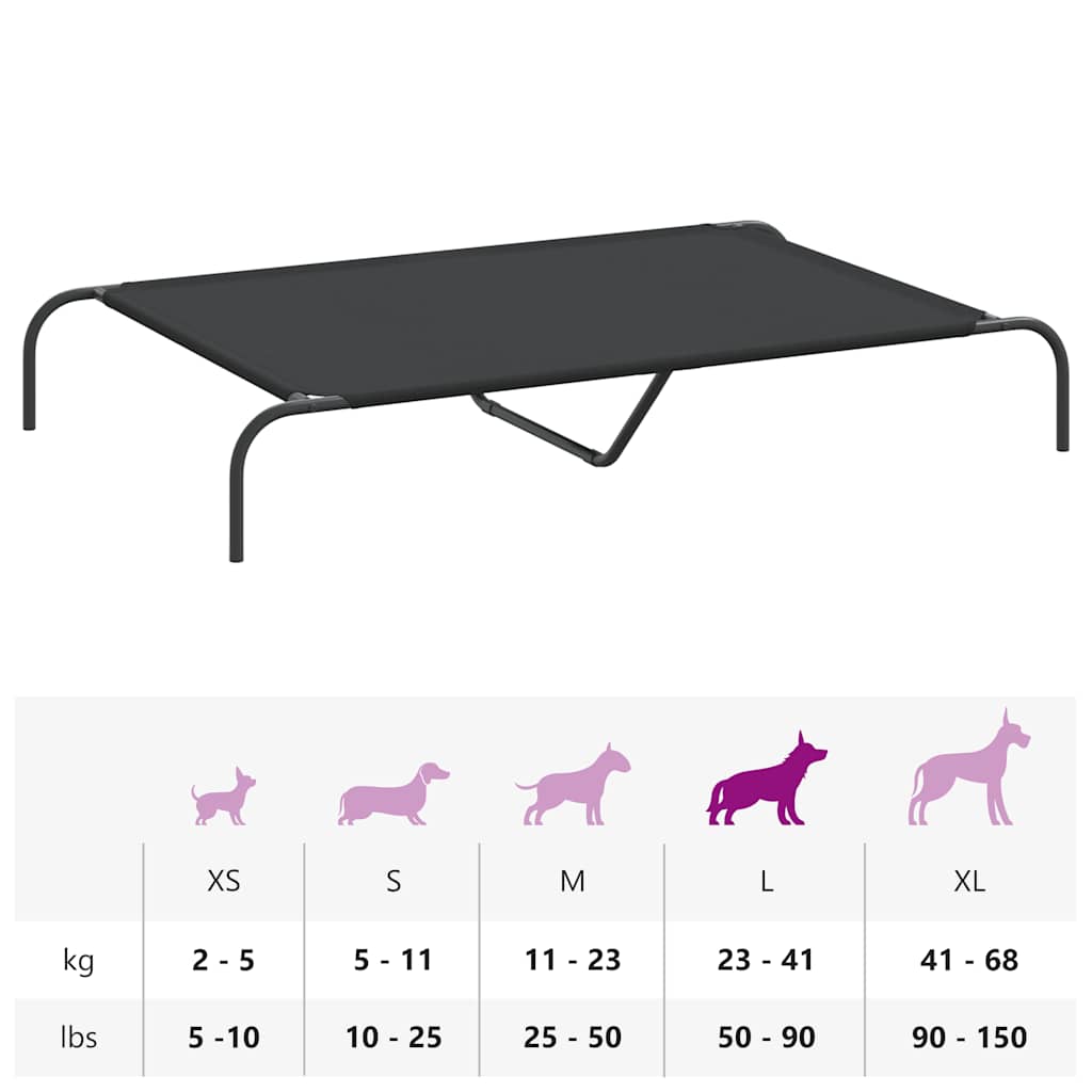 Ανυψωμένο κρεβάτι σκύλου μαύρο 130x80x20 cm ύφασμα Οξφόρδης