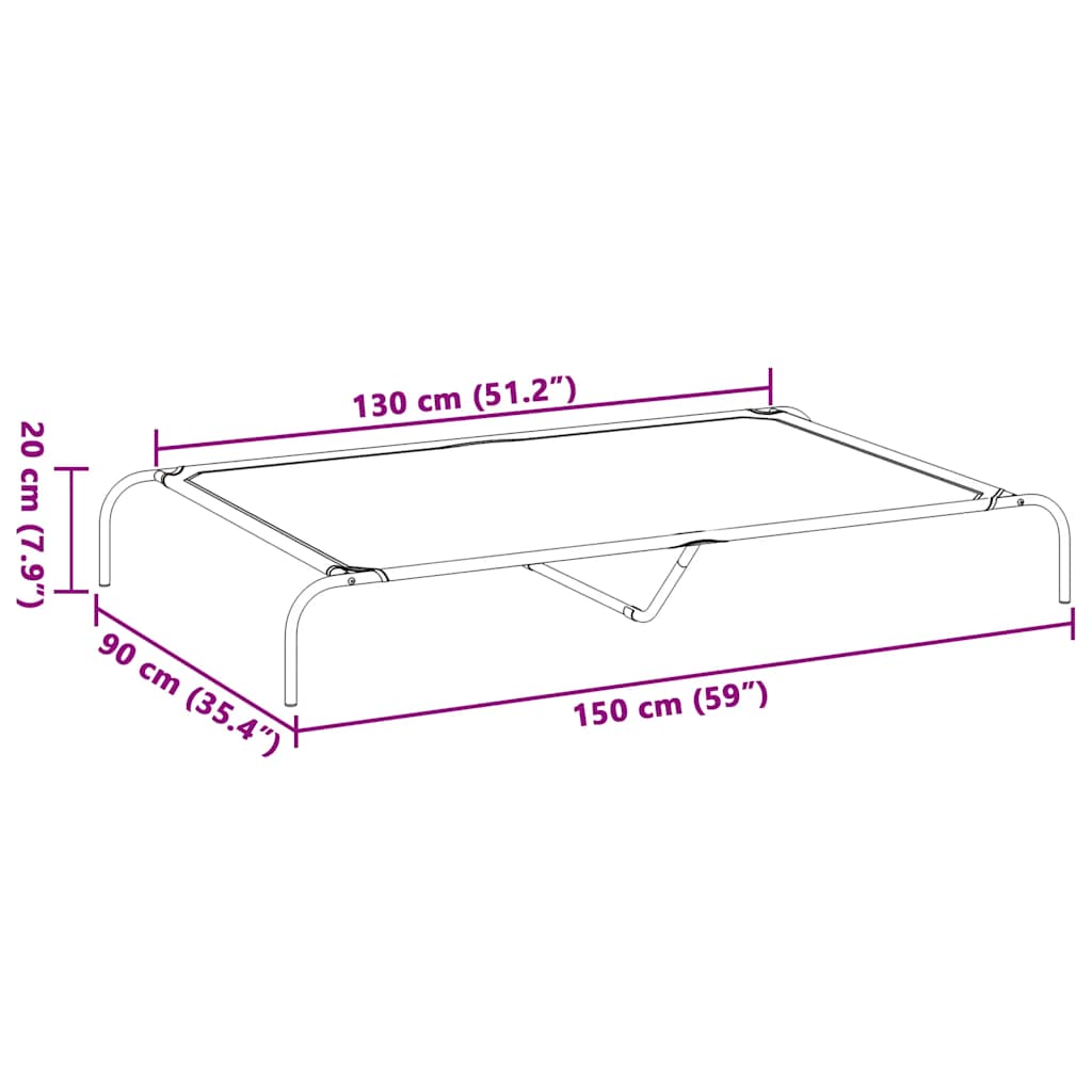 Ανυψωμένο κρεβάτι σκύλου μαύρο 150x90x20 cm ύφασμα Οξφόρδης
