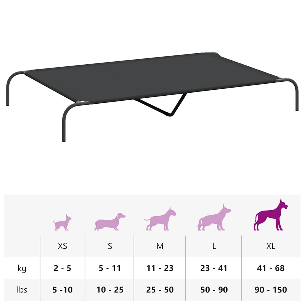 Ανυψωμένο κρεβάτι σκύλου μαύρο 150x90x20 cm ύφασμα Οξφόρδης