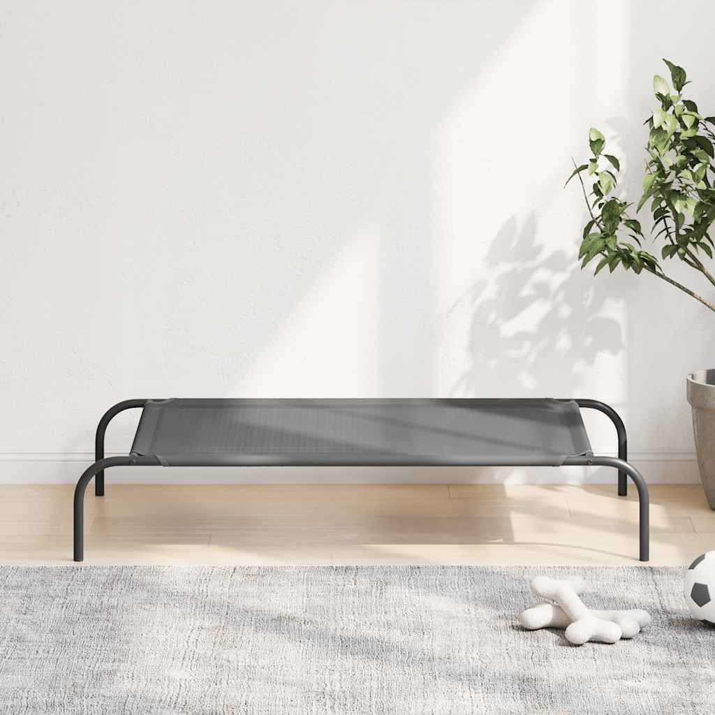 Ανυψωμένο κρεβάτι σκύλου γκρι 110x65x20 cm Textilene και χάλυβα