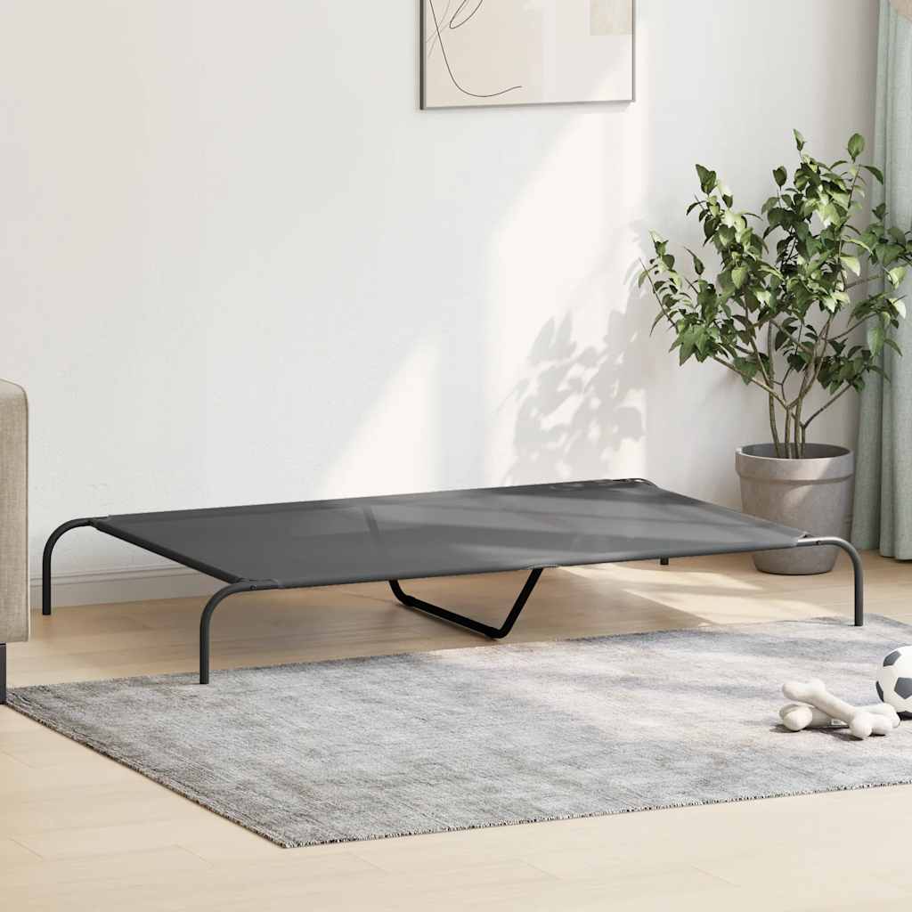 Ανυψωμένο κρεβάτι σκύλου γκρι 150x90x20 cm Textilene και χάλυβα