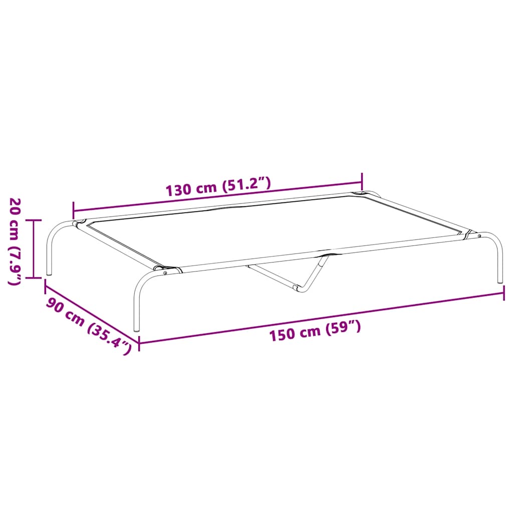 Ανυψωμένο κρεβάτι σκύλου γκρι 150x90x20 cm Textilene και χάλυβα