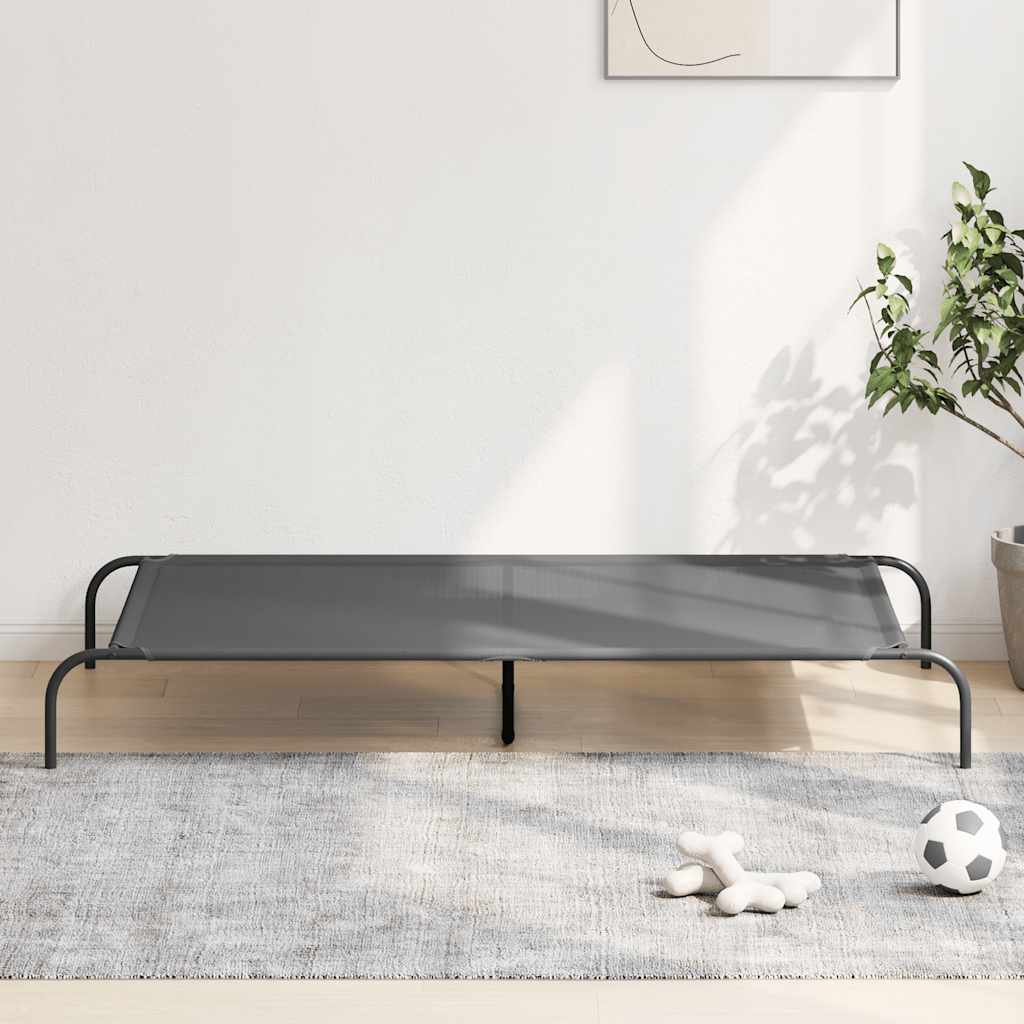 Ανυψωμένο κρεβάτι σκύλου γκρι 150x90x20 cm Textilene και χάλυβα