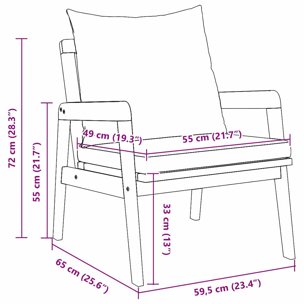 Καρέκλα Κήπου 2 Τεμάχιο Φυσικό Λάδι 65 x 59,5 x 72 εκ