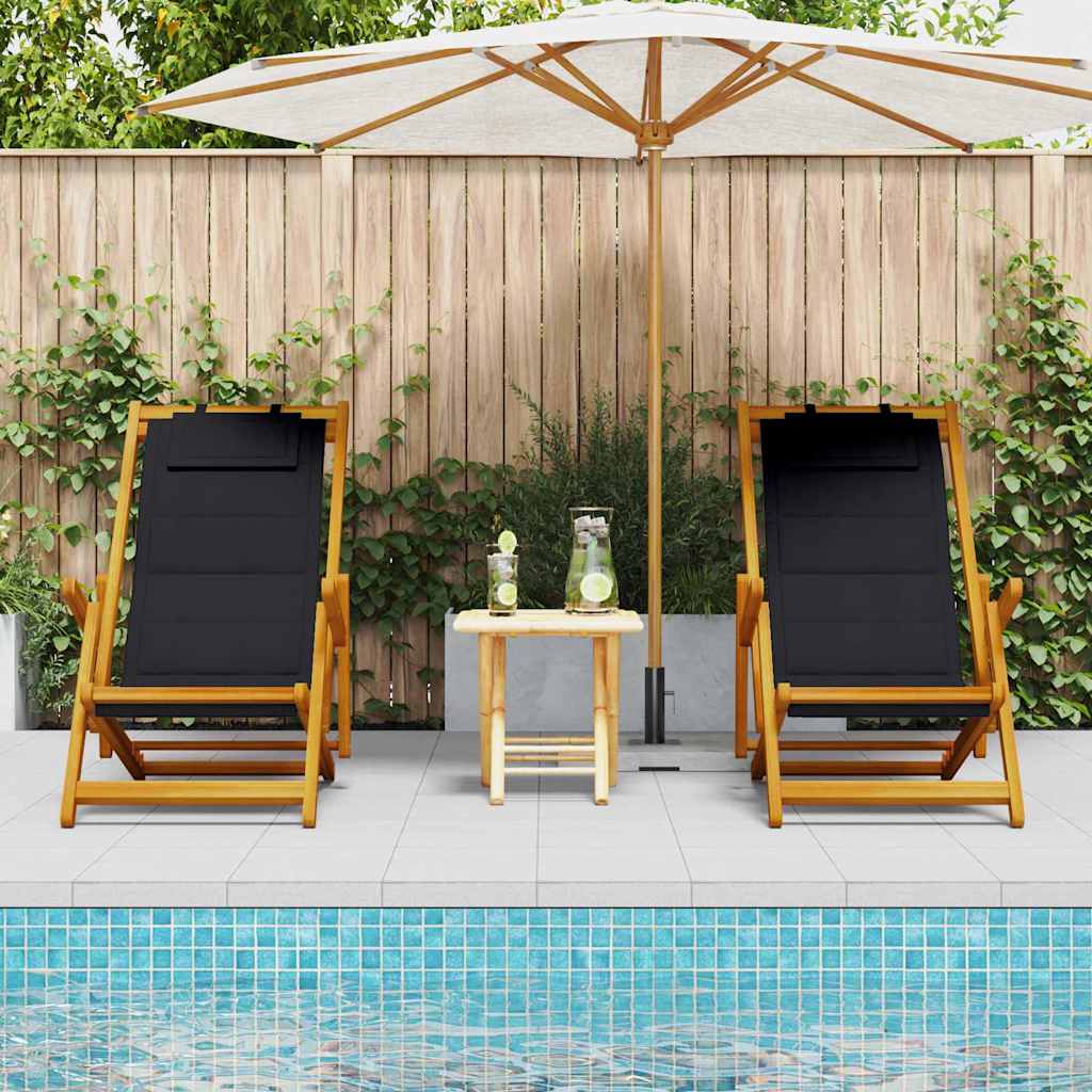 Καρέκλα Παραλίας 2 τμχ. Καφέ Στερεό Ξύλο Ακακίας