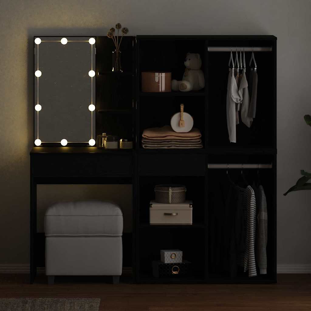 Σετ Τραπέζι Μακιγιάζ LED Μαύρη Οξυά 140 x 40 x 140 εκ