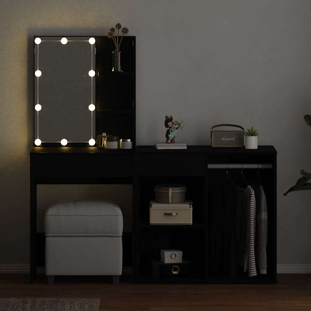 Σετ Τραπέζι Μακιγιάζ LED Μαύρη Οξυά 140 x 40 x 140 εκ