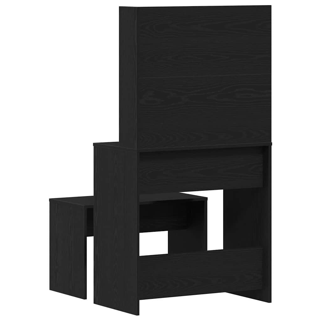 Σετ Τραπέζι Μακιγιάζ LED 2 τμχ. Μαύρη Οξυά 74,5 x 40 x 141 cm