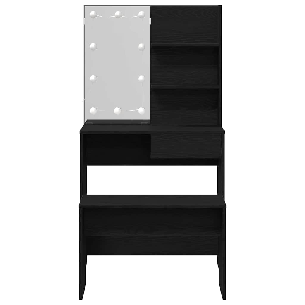 Σετ Τραπέζι Μακιγιάζ LED 2 τμχ. Μαύρη Οξυά 74,5 x 40 x 141 cm