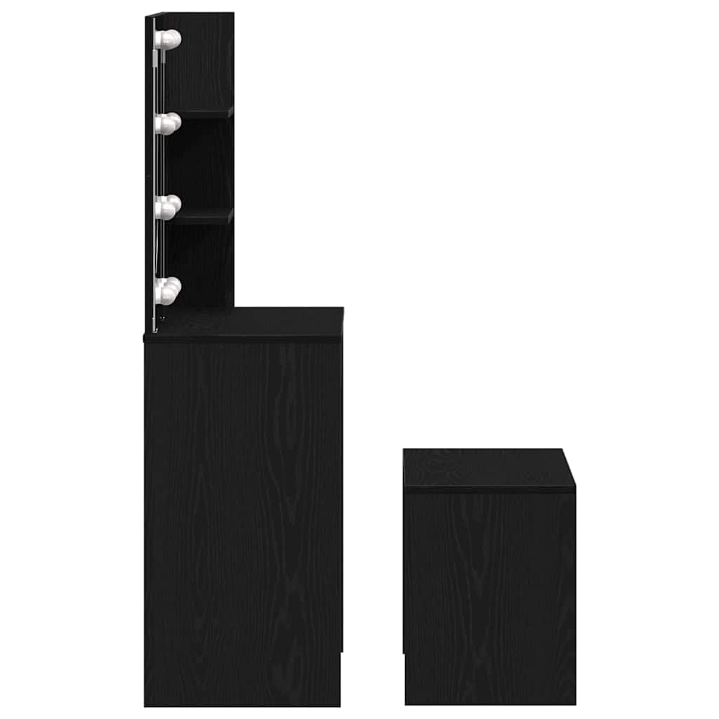 Σετ Τραπέζι Μακιγιάζ LED 2 τμχ. Μαύρη Οξυά 74,5 x 40 x 141 cm