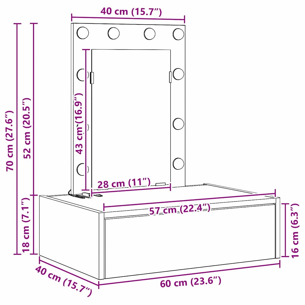 Τραπέζι περιποίησης Καφέ 60 x 40 x 70 εκ. Επεξεργασμένο Ξύλο