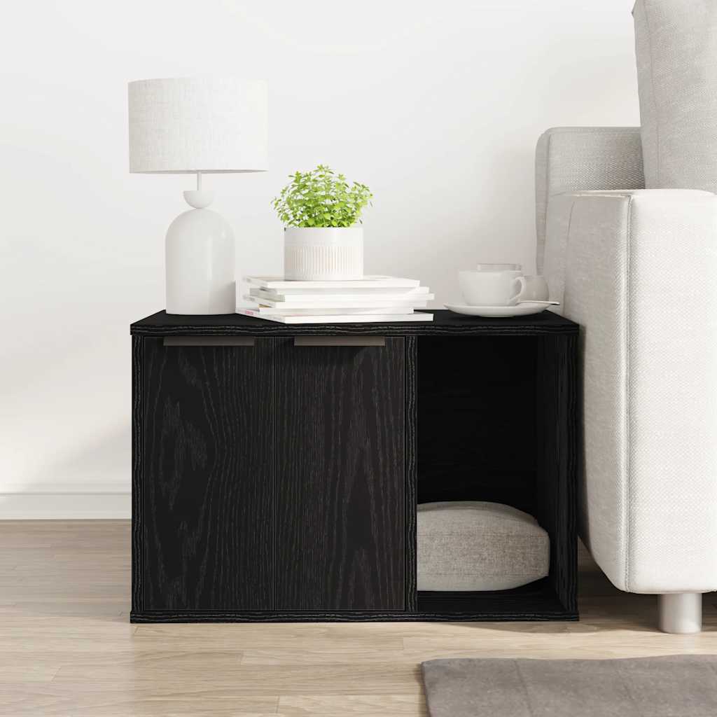 Άμμος για Γάτες - Θήκη Μαύρη Δρυς 60x40x40 εκ. από Τεχνητό Ξύλο