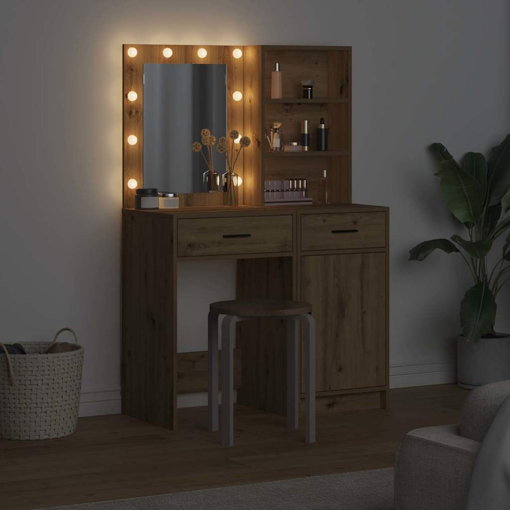 Σετ Τραπέζι Ντυσίματος με LED 2 τμχ. Artisan Oak