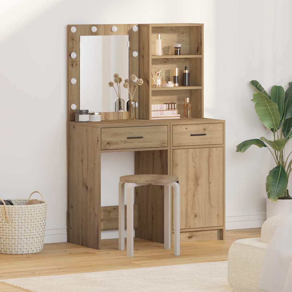 Σετ Τραπέζι Ντυσίματος με LED 2 τμχ. Artisan Oak