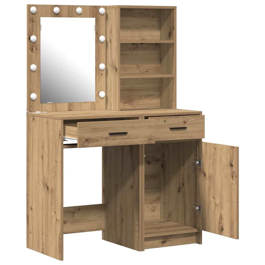 Σετ Τραπέζι Ντυσίματος με LED 2 τμχ. Artisan Oak