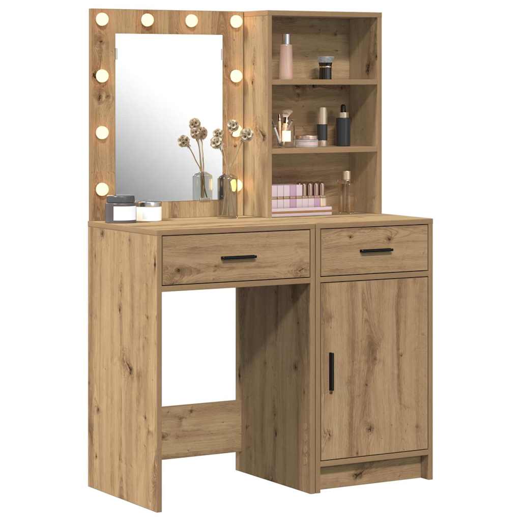 Σετ Τραπέζι Ντυσίματος με LED 2 τμχ. Artisan Oak