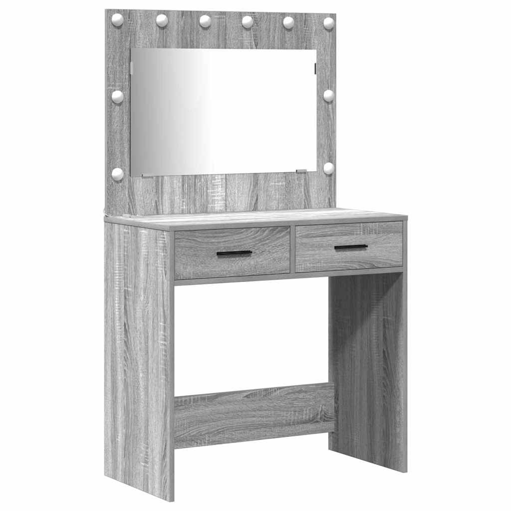 Σετ Τραπέζι Ντυσίματος με LED 3 τμχ. Γκρίζο Σονομα