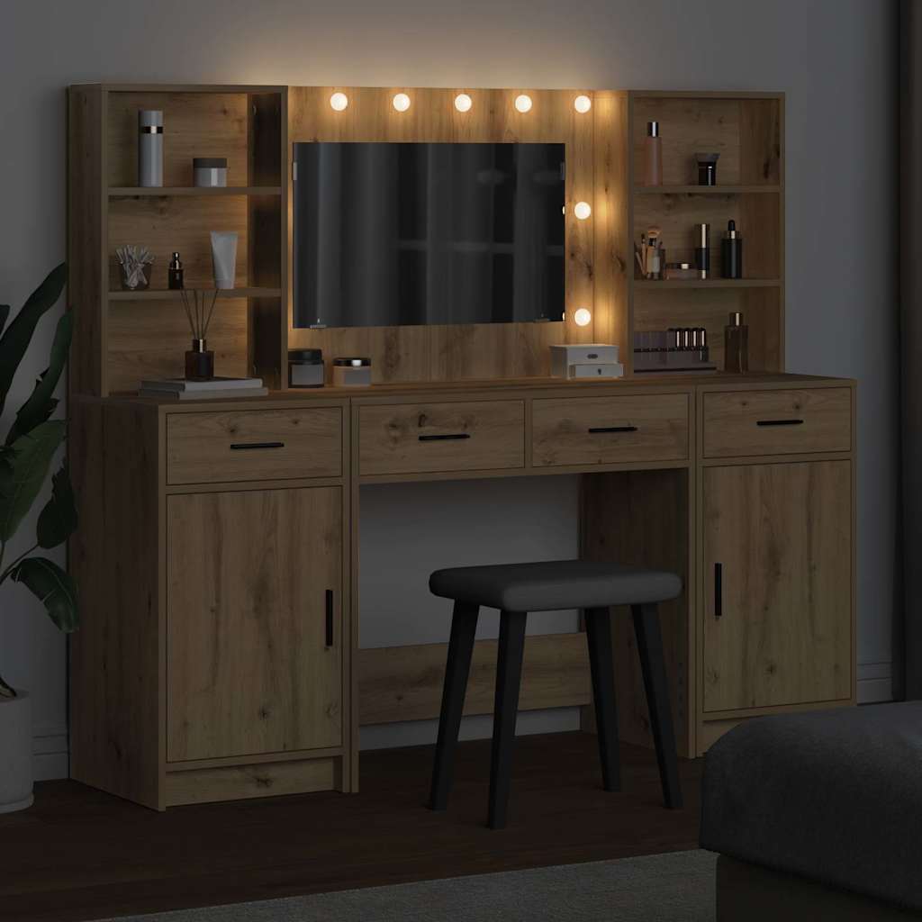 Σετ Τραπέζι Ντυσίματος με LED 3 τμχ. Artisan Oak