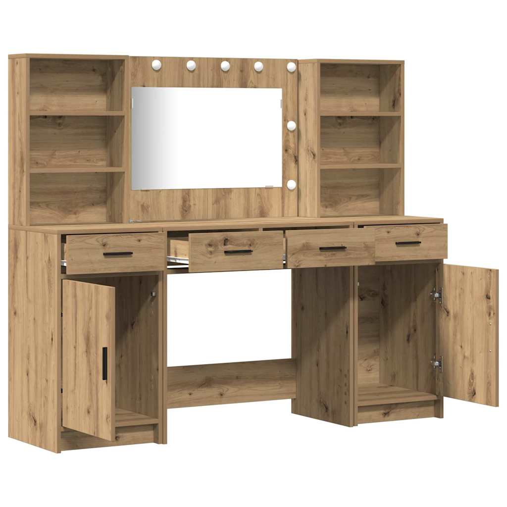 Σετ Τραπέζι Ντυσίματος με LED 3 τμχ. Artisan Oak