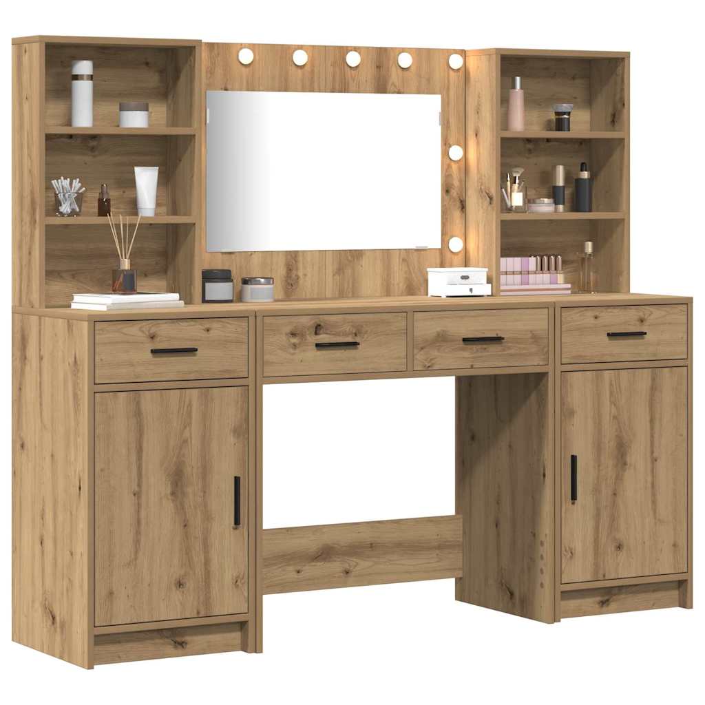 Σετ Τραπέζι Ντυσίματος με LED 3 τμχ. Artisan Oak