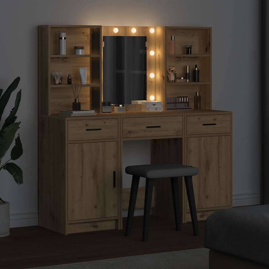 Σετ Τραπέζι Ντυσίματος με LED 3 τμχ. Artisan Oak