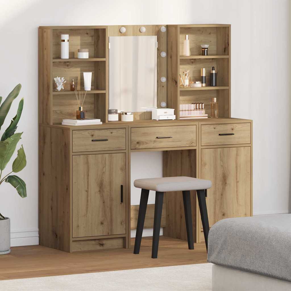 Σετ Τραπέζι Ντυσίματος με LED 3 τμχ. Artisan Oak