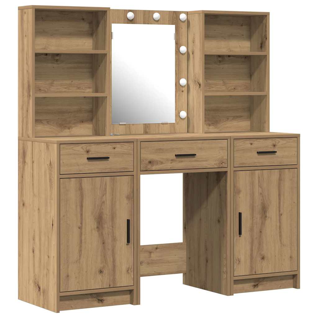 Σετ Τραπέζι Ντυσίματος με LED 3 τμχ. Artisan Oak
