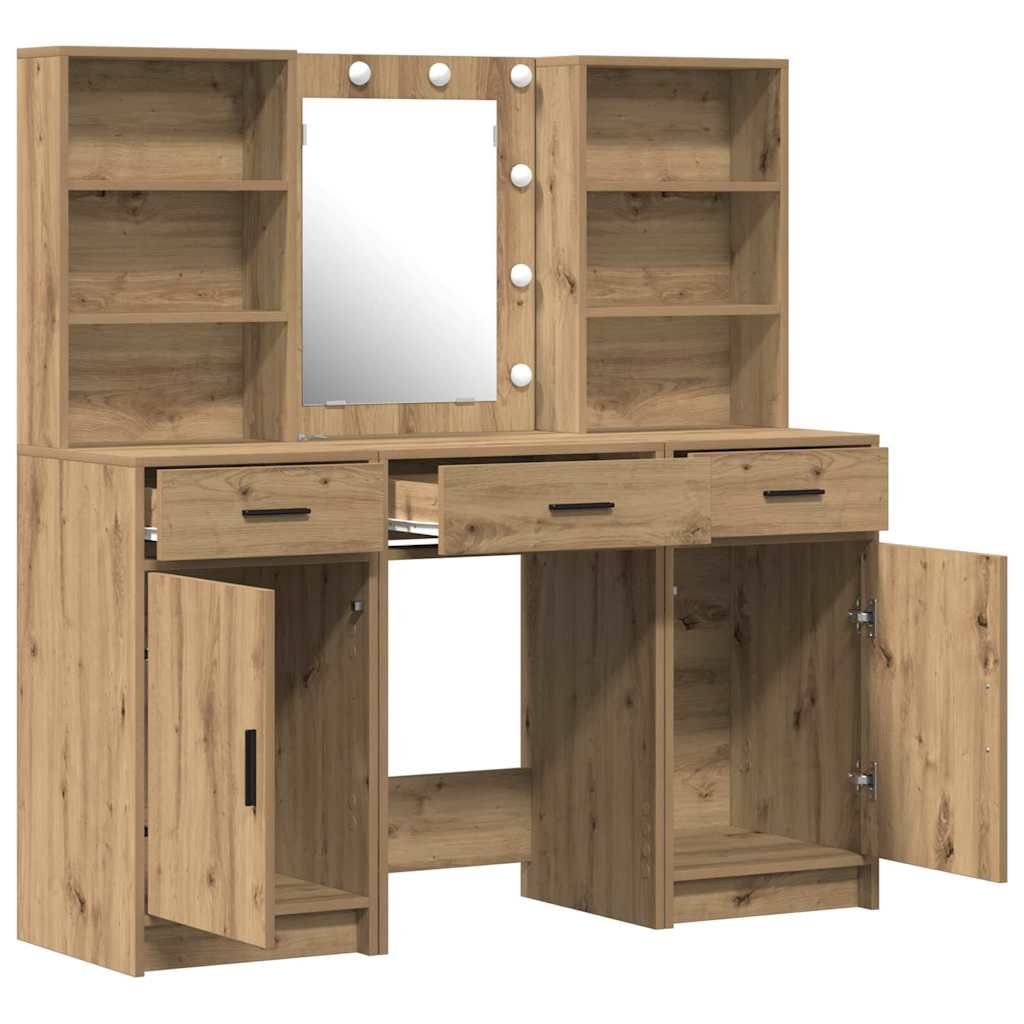 Σετ Τραπέζι Ντυσίματος με LED 3 τμχ. Artisan Oak