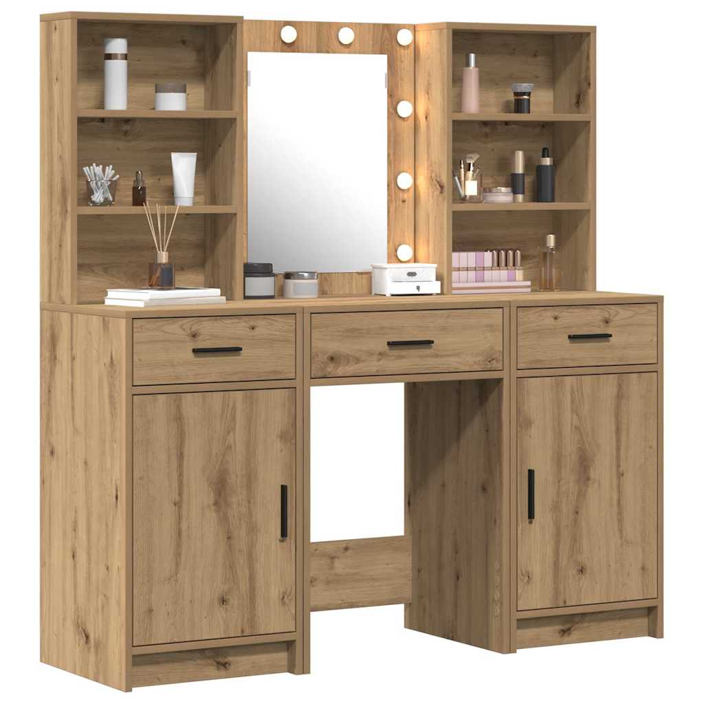 Σετ Τραπέζι Ντυσίματος με LED 3 τμχ. Artisan Oak
