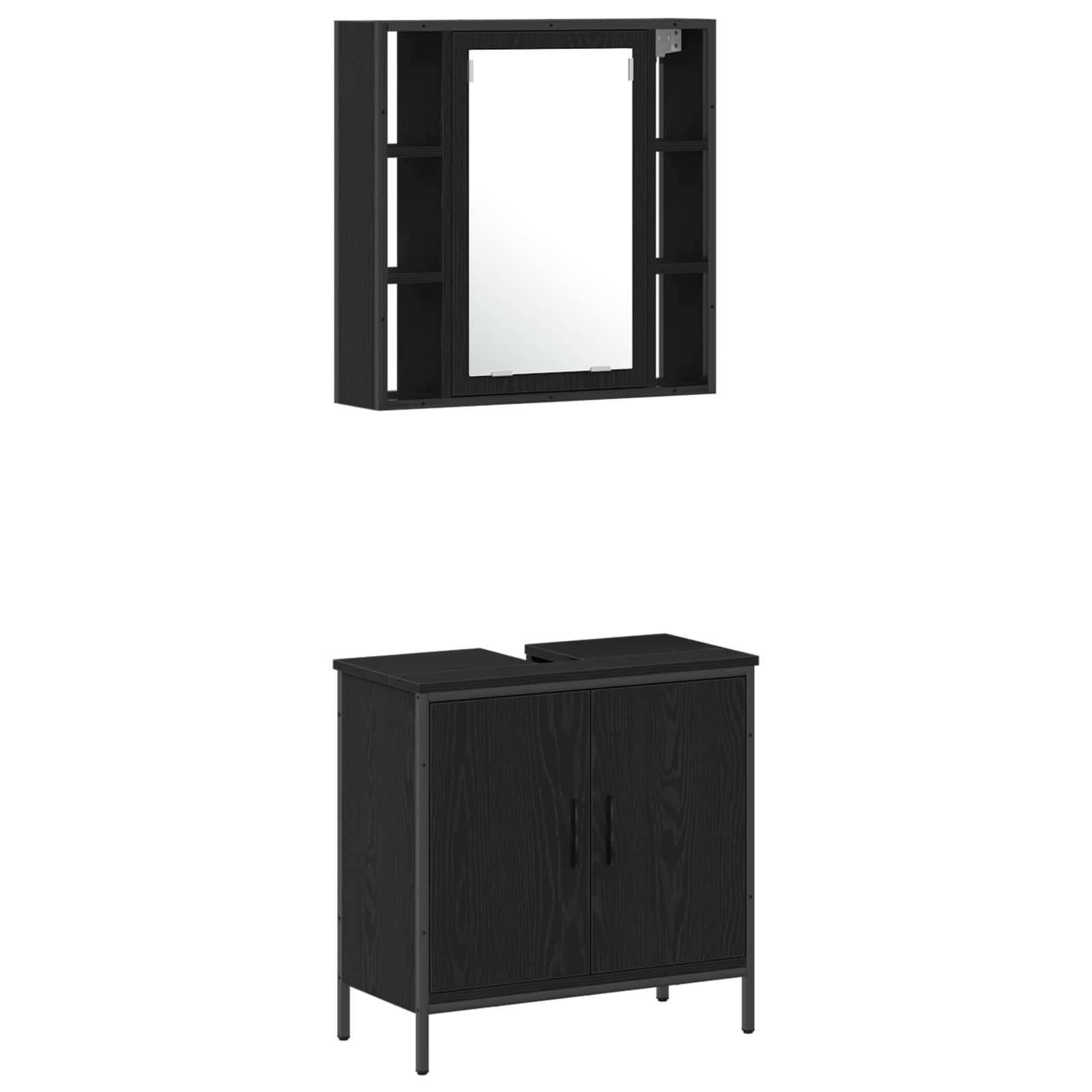Μονάδες Νιπτήρα Μπάνιου 3 τμχ. Μαύρο 33 x 33 x 185,5 εκ
