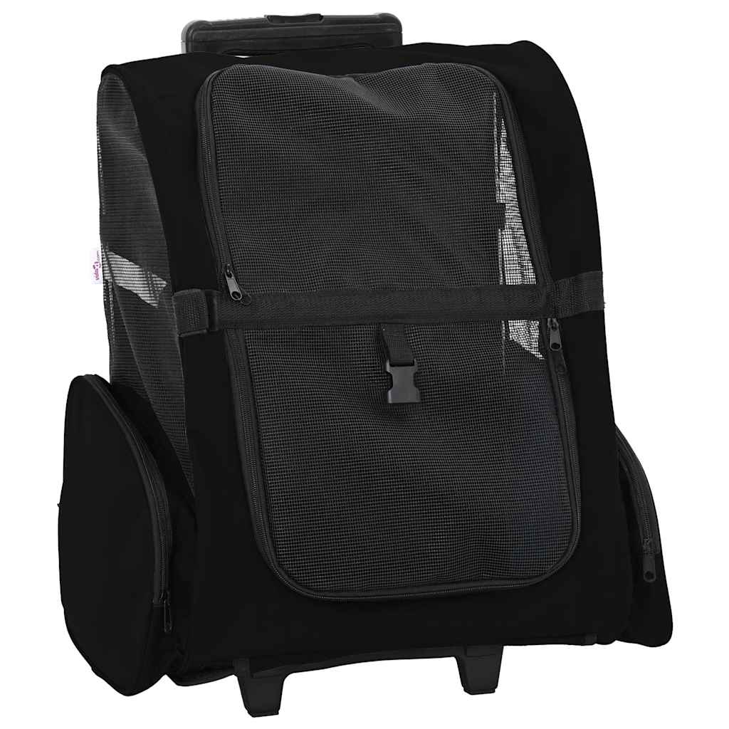 Καρότσι Κατοικίδιων 3 σε 1 Μαύρο Ύφασμα Oxford 48x32x(57-106) εκ.