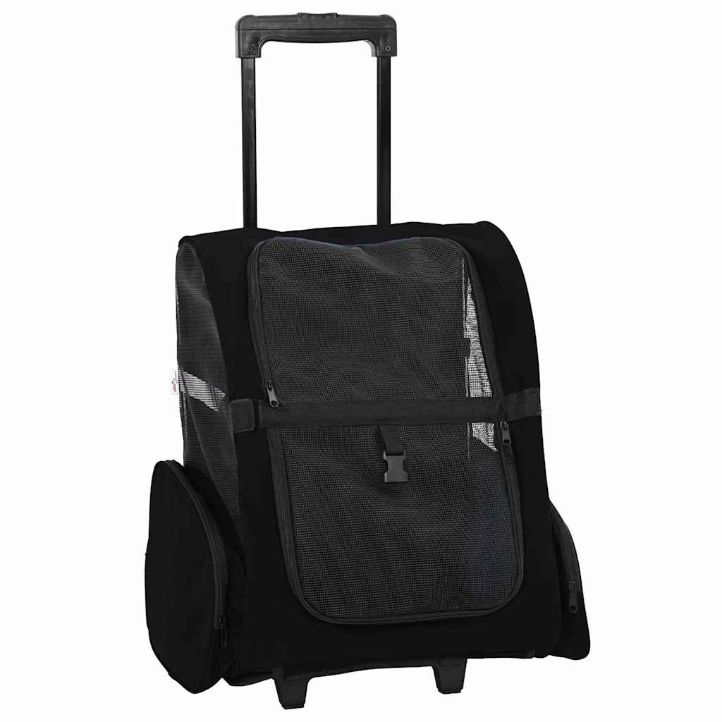 Καρότσι Κατοικίδιων 3 σε 1 Μαύρο Ύφασμα Oxford 48x32x(57-106) εκ.