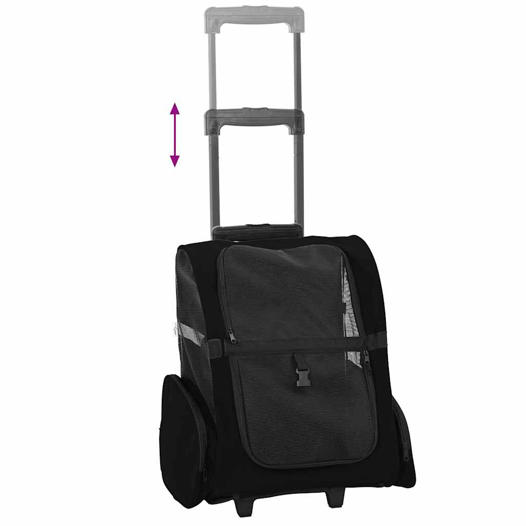 Καρότσι Κατοικίδιων 3 σε 1 Μαύρο Ύφασμα Oxford 48x32x(57-106) εκ.