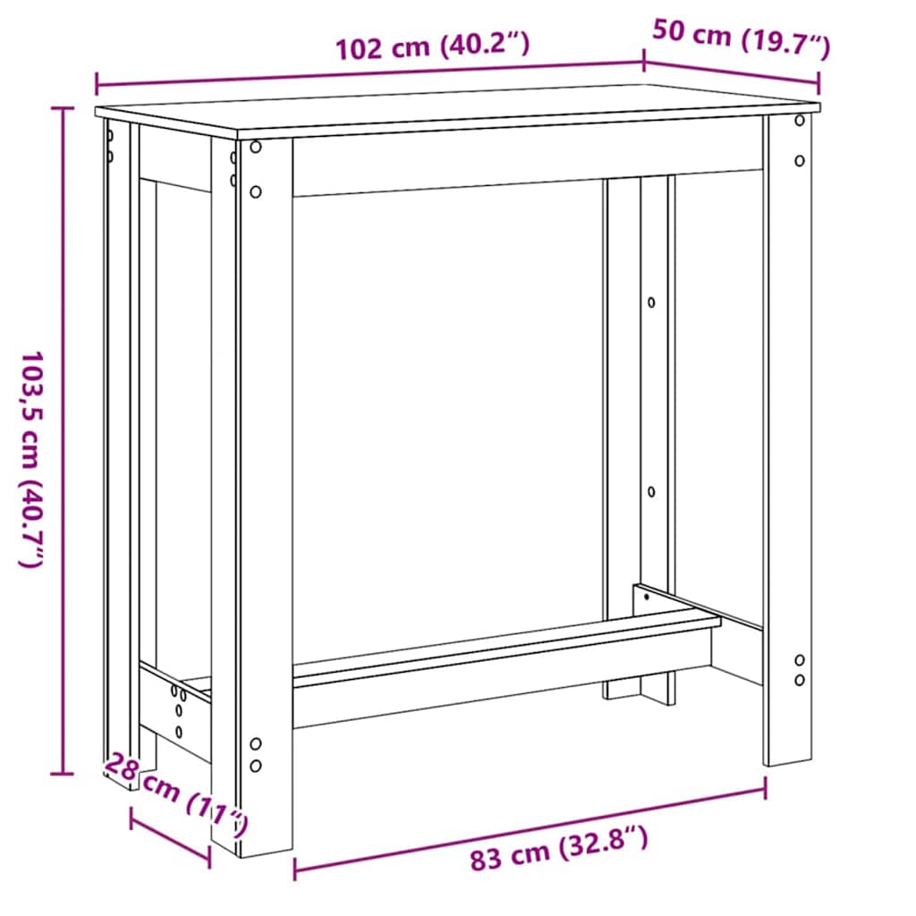 Τραπέζι μπαρ 102 x 50 x 103.5 εκ. Επεξεργασμένο Ξύλο Μαύρη Οξυά