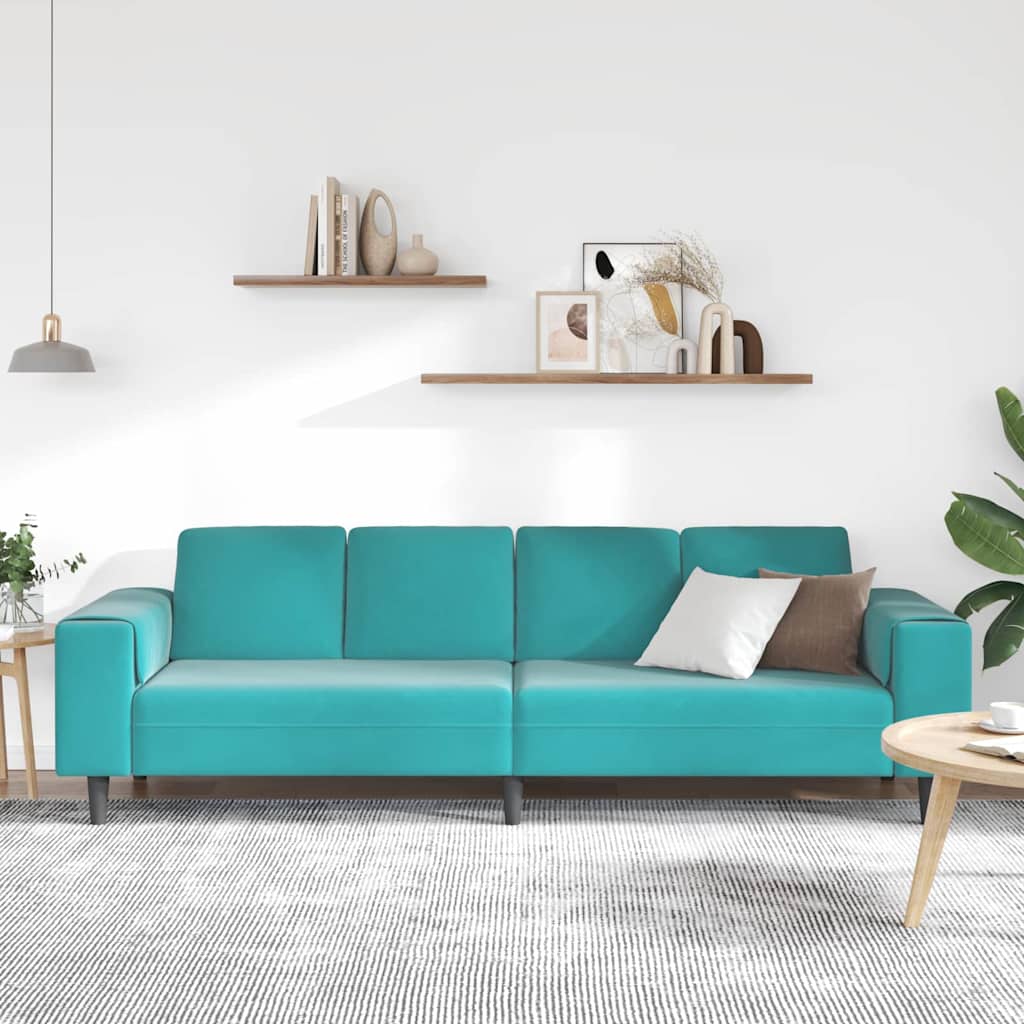 Καναπές σαλονιού Τιρκουάζ 250 x 188 x 76 εκ.
