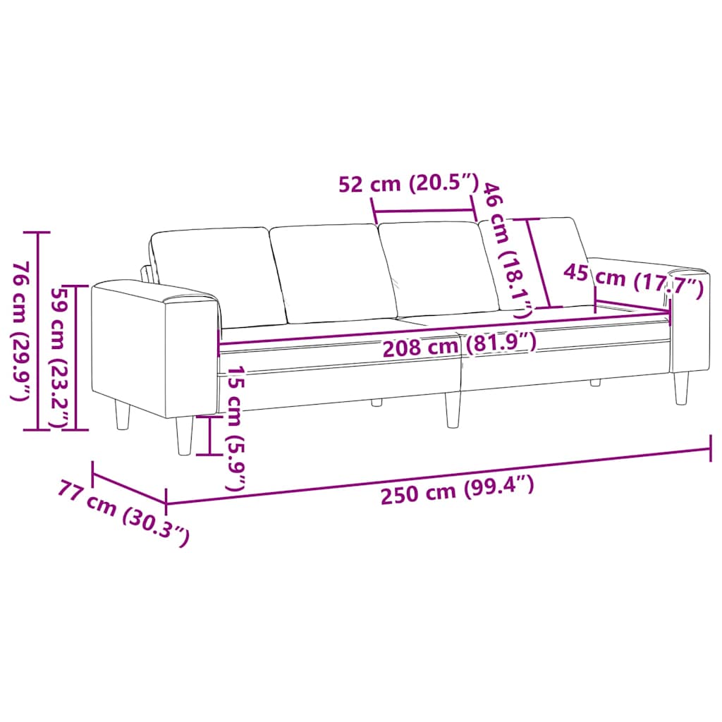 Καναπές σαλονιού Τιρκουάζ 250 x 188 x 76 εκ.