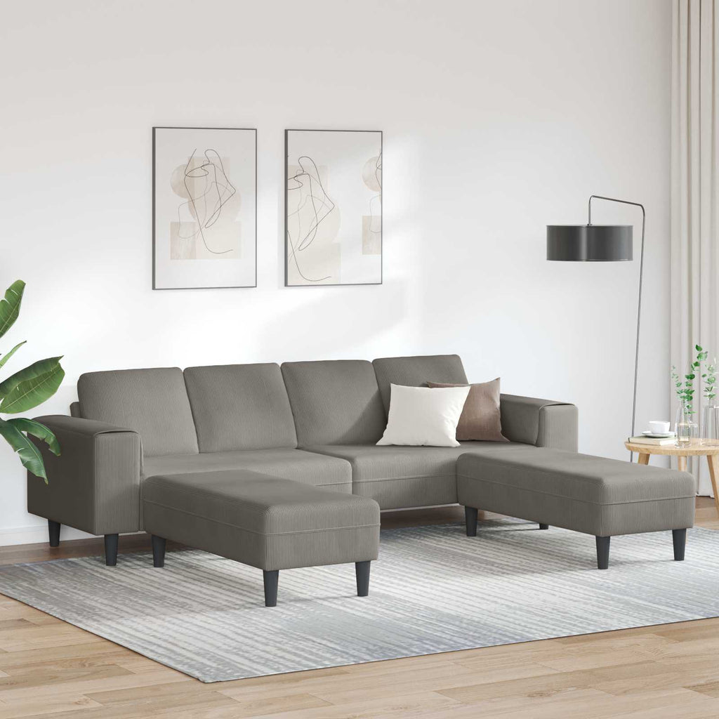 Καναπές Ανοιχτό γκρι 250 x 188 x 76 εκ. Υφασμάτινο Κορντουρά
