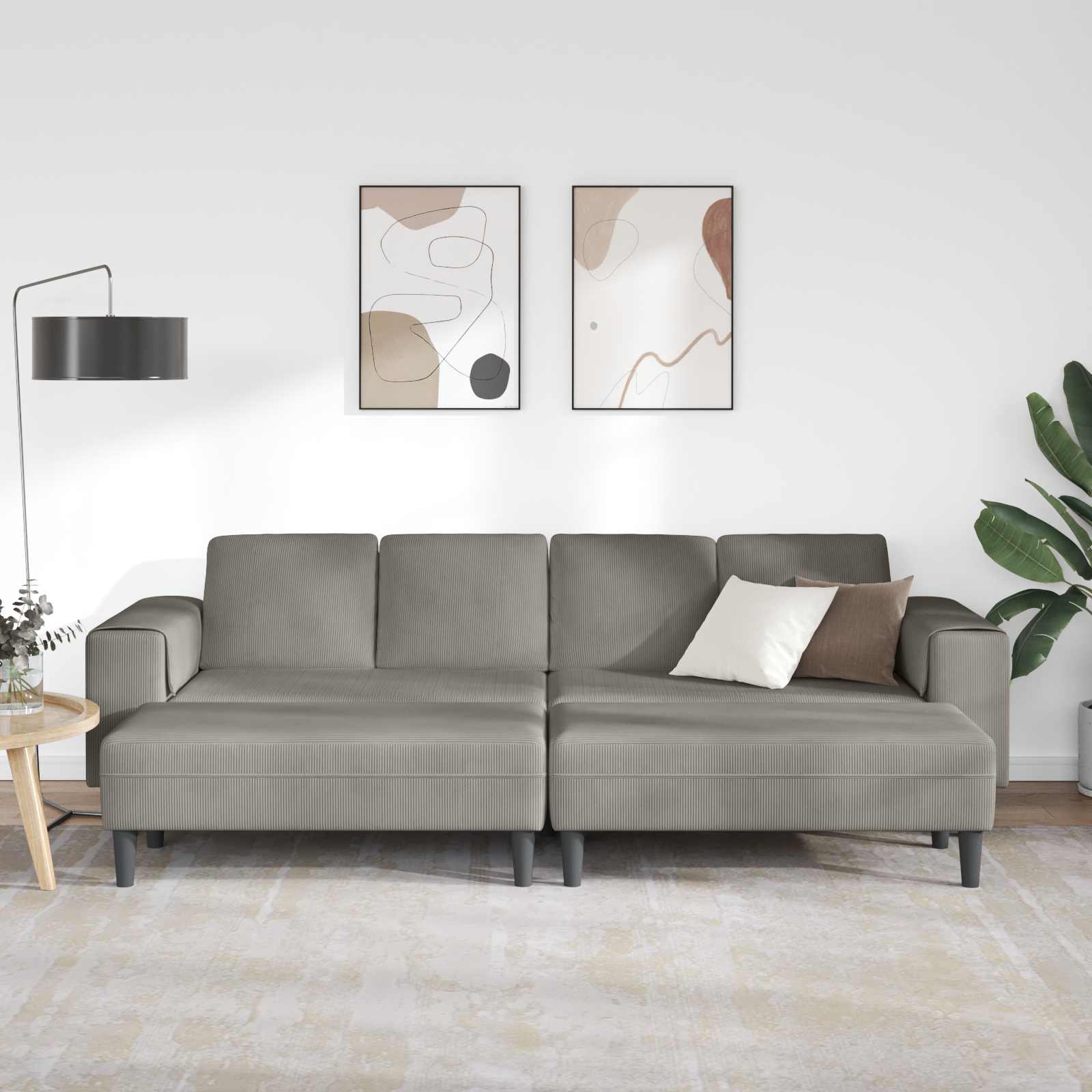 Καναπές Ανοιχτό γκρι 250 x 188 x 76 εκ. Υφασμάτινο Κορντουρά